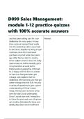 D099 Sales Management module 1-12 practice quizzes with 100- accurate answers
