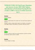 NURS110 Midterm Exam &vert; Introduction to Professional Nursing Review &vert; Verified Questions & 100&percnt; Correct Answers &lpar;WCU 2025&sol;2026&rpar;