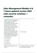 Sales Management Module 6 & 7 latest updated version 2025 with accurate solutions &plus; rationales