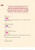 Walmart- Food Certification Test &lpar;Newest 2025&sol;2026 Update&rpar; Actual Exam Questions & Answers &vert; Certified Solutions &vert; 100 &percnt; Correct &vert; A Grade&period;      