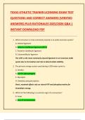 TEXAS ATHLETIC TRAINER LICENSING EXAM TEST  QUESTIONS AND CORRECT ANSWERS &lpar;VERIFIED  ANSWERS&rpar; PLUS RATIONALES 2025&sol;2026 Q&A &vert;  INSTANT DOWNLOAD PDF