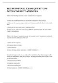 ILE PREP FINAL EXAM QUESTIONS WITH CORRECT ANSWERS 