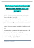 UC Berkeley Psych 1 Final Exam 2026 Questions and Answers 100&percnt; Pass Guaranteed