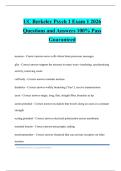 UC Berkeley Psych 1 Exam 1 2026 Questions and Answers 100&percnt; Pass Guaranteed