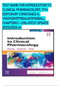 TEST BANK FOR INTRODUCTION TO CLINICAL PHARMACOLOGY&comma; 11TH EDITION BY CONSTANCE G&period; VISOVSKY&vert;9780443115950&vert;ALL CHAPTERS 1-20&vert;LATEST UPDATE 2025&sol;2026 A&plus;