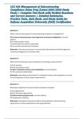 CLC 059 Management of Subcontracting Compliance Exam Prep &lbrack;Latest 2025&sol;2026 Study Pack&rsqb; &vert; Complete Test Bank with Verified Questions and Correct Answers &vert; Detailed Rationales&comma; Practice Tests&comma; Quiz Bank&comma; and Study Guide for Defense Acquisition University &lpar;