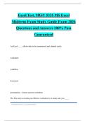 Excel Test&comma; MISY 5325 MS Excel Midterm Exam Study Guide Exam 2026 Questions and Answers 100&percnt; Pass Guaranteed