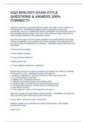 AQA BIOLOGY EXAM STYLE QUESTIONS & ANWERS 100&percnt; CORRECT&excl;&excl;