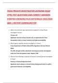 TEXAS PRIVATE INVESTIGATOR LICENSING EXAM  &lpar;TPIE&rpar; TEST QUESTIONS AND CORRECT ANSWERS  &lpar;VERIFIED ANSWERS&rpar; PLUS RATIONALES 2025&sol;2026  Q&A &vert; INSTANT DOWNLOAD PDF