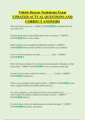 Vehicle Rescue Technician Exam  UPDATED ACTUAL QUESTIONS AND  CORRECT ANSWERS