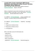 Loyola Entry Exam Important INFO Exam Questions and Answers &lpar;Most Recent Version&comma; Complete Study