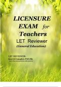 Licensure exam for teachers let reviewer gen education with complete questions and answers latest update 2025-2026