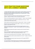 CSCS PRACTICE EXAM QUESTIONS WITH 100&percnt; CORRECT ANSWERS 