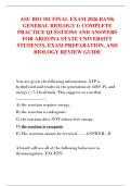 ASU BIO 181 FINAL EXAM 2026 BANK  GENERAL BIOLOGY I&colon; COMPLETE  PRACTICE QUESTIONS AND ANSWERS  FOR ARIZONA STATE UNIVERSITY  STUDENTS&comma; EXAM PREPARATION&comma; AND  BIOLOGY REVIEW GUIDE