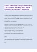 Lewis's Medical Surgical Nursing 11th Edition Harding Test Bank Questions & Correct Answers