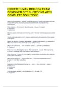 HIGHER HUMAN BIOLOGY EXAM COMBINED SET QUESTIONS WITH COMPLETE SOLUTIONS 