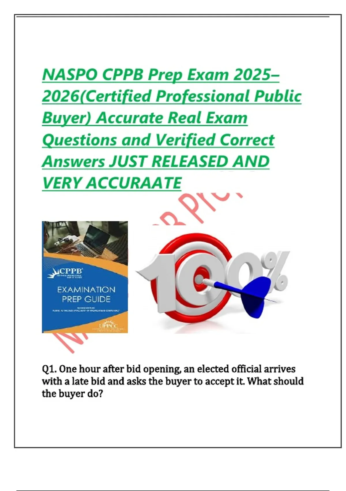 NASPO CPPB Prep Exam (Certified Professional Public Buyer) Accurate ...