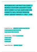 MICROBIOLOGY LAB PRACTICAL EXAM 1 &sol; GEORGIA SOUTHERN UNIVERSITY EXAM WITH CORRECT ACTUAL QUESTIONS AND CORRECTLY WELL DEFINED ANSWERS LATEST ALREADY GRADED A&plus; 2025 &ndash; 2026