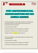FITSP - AUDITOR EXAM ACTUAL 2025&sol;2026 QUESTIONS AND 100&percnt; CORRECT ANSWERS