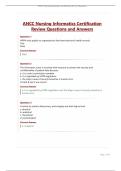 ANCC Nursing Informatics Certification Review Questions and Answers