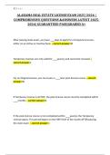 ALABAMA REAL ESTATE LICENSE EXAM 2025&sol;2026 &vert;  COMPREHENSIVE QUESTIONS &ANSWERS LATEST 2025- 2026&vert; GUARANTEED PASS&vert;GRADED A&plus;