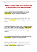 ARMY CAPABILITIES AND LIMITATIONS  OF BCTS QUESTIONS AND ANSWERS
