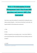 WGU C724 Information Systems Management Unit 5 Test Exam 2026 Questions and Answers 100&percnt; Pass Guaranteed