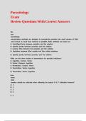 Parasitology Exam Review Questions With Correct Answers