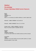 Medical Parasitology Exam 1 Questions With Correct Answers 