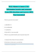 WGU Master's Course C725 - Information Security and Assurance Exam 2026 Questions and Answers 100&percnt; Pass Guaranteed