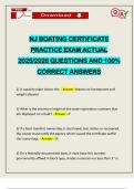 NJ BOATING CERTIFICATE PRACTICE EXAM ACTUAL 2025&sol;2026 QUESTIONS AND 100&percnt; CORRECT ANSWERS