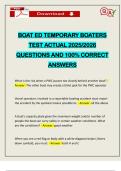 BOAT ED TEMPORARY BOATERS TEST ACTUAL 2025&sol;2026 QUESTIONS AND 100&percnt; CORRECT ANSWERS