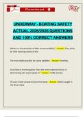 UNDERWAY - BOATING SAFETY ACTUAL 2025&sol;2026 QUESTIONS AND 100&percnt; CORRECT ANSWERS