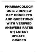 Pharmacology Quiz 2 Review Key Concepts and Questions with Verified Answers Rated A&plus; Latest Update 2025 2026 &ndash; Complete Test Bank&comma; Full Solutions&comma; Comprehensive Nursing Pharmacology Study Guide&comma; Instant Online Access