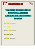 TENNESSEE BOATING LICENSE EXAM ACTUAL 2025&sol;2026 QUESTIONS AND 100&percnt; CORRECT ANSWERS