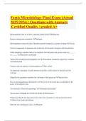 Fortis Microbiology Final Exam &lpar;Actual 2025&sol;2026&rpar; &vert; Questions with Answers &vert;Certified Quality &vert; graded A&plus;