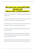 HIT final Exam &lpar;Actual 2025&sol;2026&rpar; Questions and Answers 100&percnt; Verified&vert; graded A&plus;