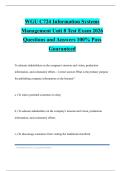 WGU C724 Information Systems Management Unit 8 Test Exam 2026 Questions and Answers 100&percnt; Pass Guaranteed