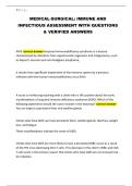 MEDICAL-SURGICAL&colon; IMMUNE AND INFECTIOUS ASSESSMENT WITH QUESTIONS & VERIFIED ANSWERS