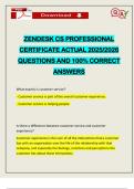 ZENDESK CS PROFESSIONAL CERTIFICATE ACTUAL 2025&sol;2026 QUESTIONS AND 100&percnt; CORRECT ANSWERS