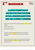 ILLINOIS COSMETOLOGY INSTRUCTOR PRACTICE EXAM ACTUAL 2025&sol;2026 QUESTIONS AND 100&percnt; CORRECT ANSWERS
