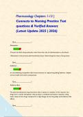 Pharmacology Chapters 1-13 &vert; Connects to Nursing Practice Test questions & Verified Answers &lpar;Latest Update 2025 &vert; 2026&rpar;       