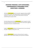 INSURING PERSONAL AUTO EXPOSURES&semi; COMPREHENSIVE ASSESSMENT WITH QUESTIONS & ANSWERS