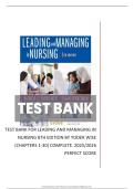  Leading and Managing in Nursing - Yoder-Wise 8th Edition Test Bank &vert; Complete Chapters 1-30