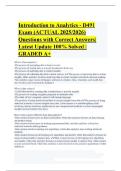Introduction to Analytics - D491 Exam &lpar;ACTUAL 2025&sol;2026&rpar; Questions with Correct Answers&vert; Latest Update 100&percnt; Solved &vert; GRADED A&plus;