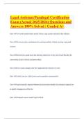 Legal Assistant&sol;Paralegal Certification Exam &lpar;Actual 2025&sol;2026&rpar; Questions and Answers 100&percnt; Solved &vert; Graded A&plus;