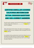 CERTIFIED ENROLLER COVERED CALIFORNIA MIDTERM EXAM ACTUAL 2025&sol;2026 QUESTIONS AND 100&percnt; CORRECT ANSWERS