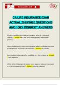 CA LIFE INSURANCE EXAM ACTUAL 2025&sol;2026 QUESTIONS AND 100&percnt; CORRECT ANSWERS