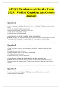 ATI RN Fundamentals Retake Exam 2025 &ndash; Verified Questions and Correct Answers