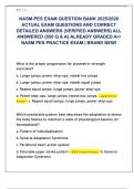 NASM-PES EXAM QUESTION BANK 2025&sol;2026  ACTUAL EXAM QUESTIONS AND CORRECT  DETAILED ANSWERS &lpar;VERIFIED ANSWERS&rpar; ALL  ANSWERED &lbrace;550 Q & A&rcub; ALREADY GRADED A&plus;&sol;  NASM PES PRACTICE EXAM &vert; BRAND NEW&excl; 